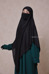 Black Eliza Long Triangle Diamond Khimar - Soft Cotton