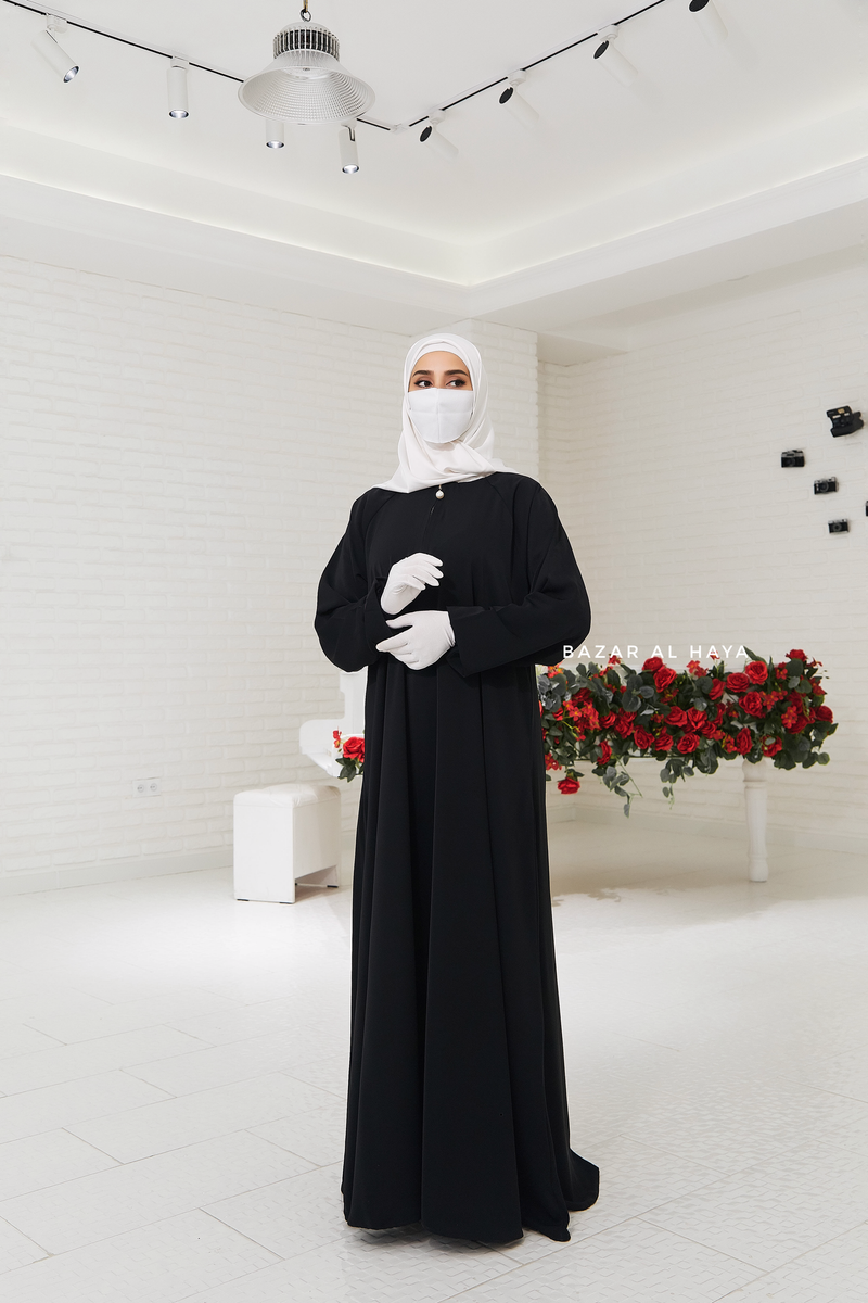 Black Salam 2 Abaya - Comfy Style Front Zipper - Nida