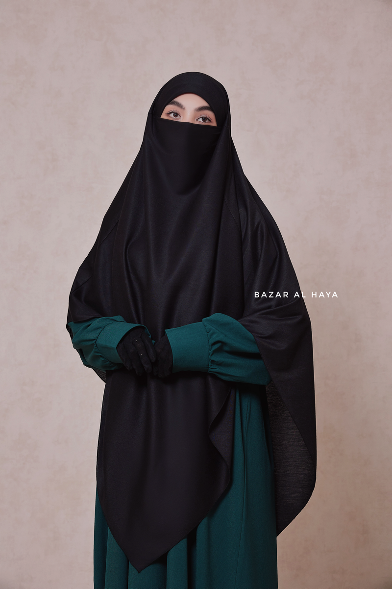 Black Eliza Long Triangle Diamond Khimar - Soft Cotton