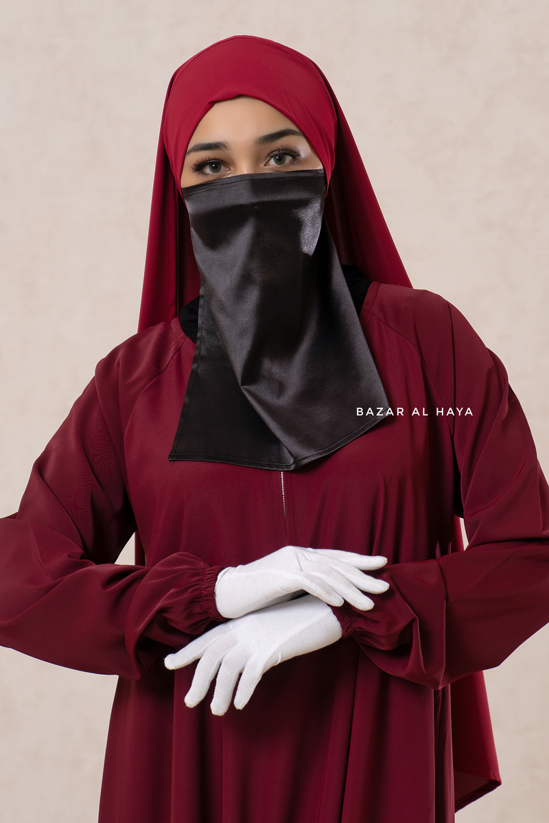 Maroon Salam 2 Abaya - Comfy Style Front Zipper - Nida