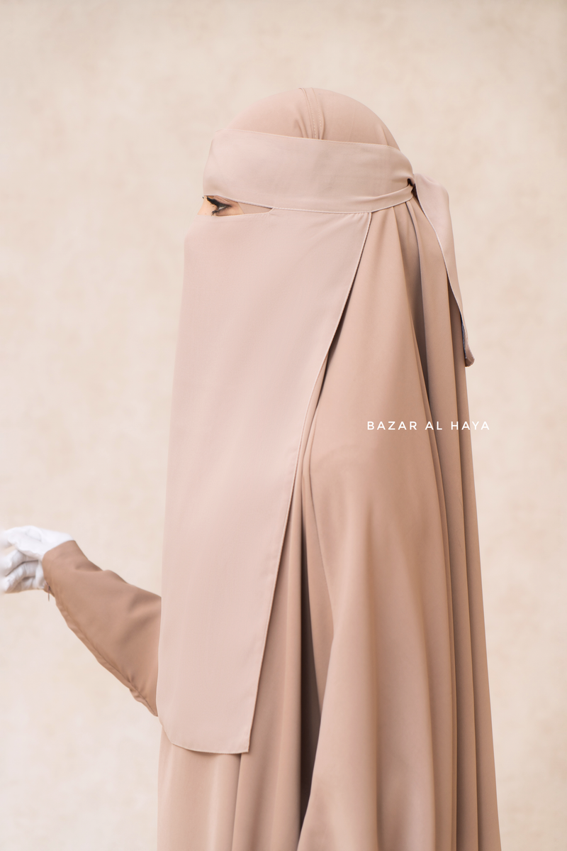 Creme Beige Single Layer Niqab - Super Breathable & Comfy