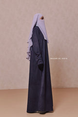 Naval Yamina Front & Sleeve Zipper Abaya Dress With Side Pockets - Textured Suede