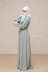 Afsah Mint Ruffle Lightweight Summer Spring Abaya Dress - Soft Breathable Crepe Cotton