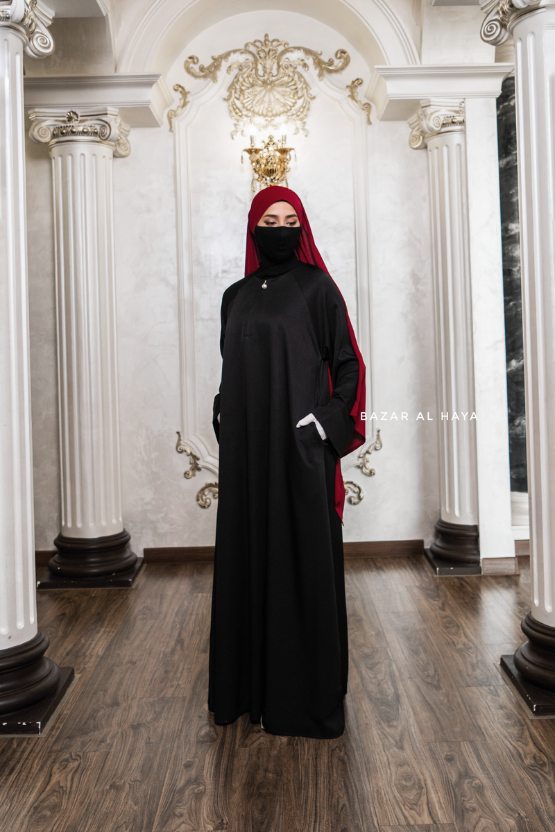 Madina Black Abaya - Soft Relaxed Fit - Mediumweight Silk Crepe