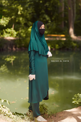 Emerald Modest Swimwear Three Piece Set With Swimdress, Khimar, & Pants - Enjoy The Comfort