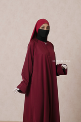 Maroon Madina Abaya - Soft Relaxed Fit - Mediumweight Silk Crepe