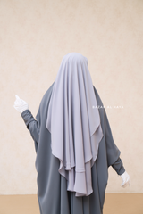 Silver Two Layer Flap Niqab - Premium Wool Chiffon - Medium