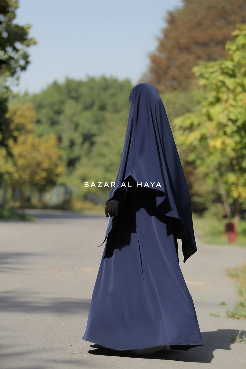 Dark Blue Salam Abaya & Mubarak Khimar Two Piece Set - Nidha