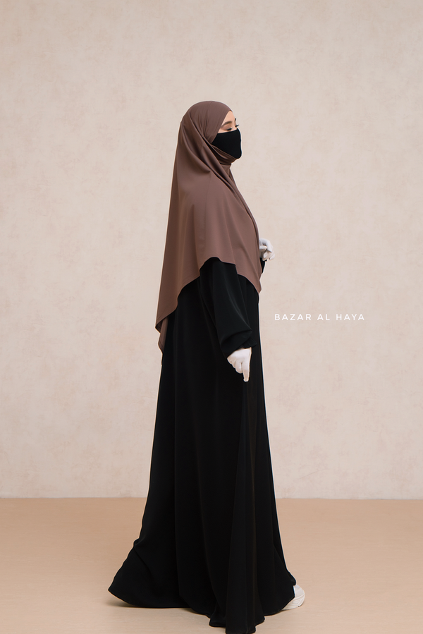 Eliza Coffee Diamond Khimar - Stretch Cotton - Medium