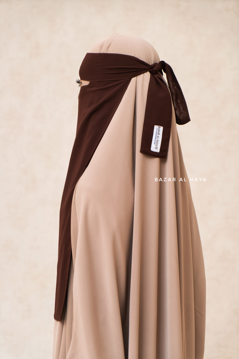 Brown Single Layer Niqab - Super Breathable - Medium & Large