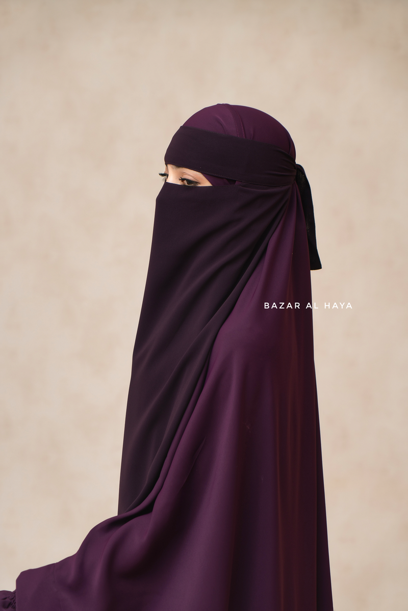 Purple Single Layer Niqab - Extremely Breathable - Large