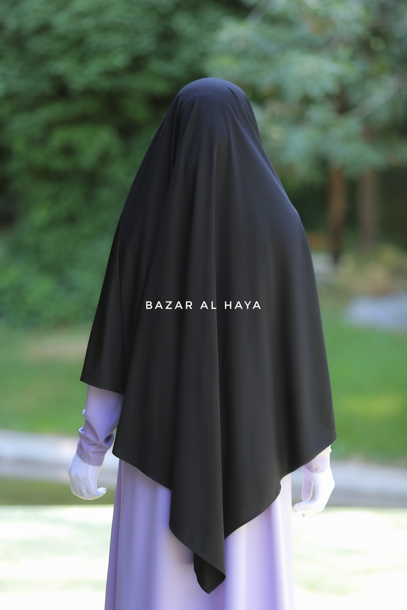 Black Eliza Long Triangle Diamond Khimar - Soft Cotton