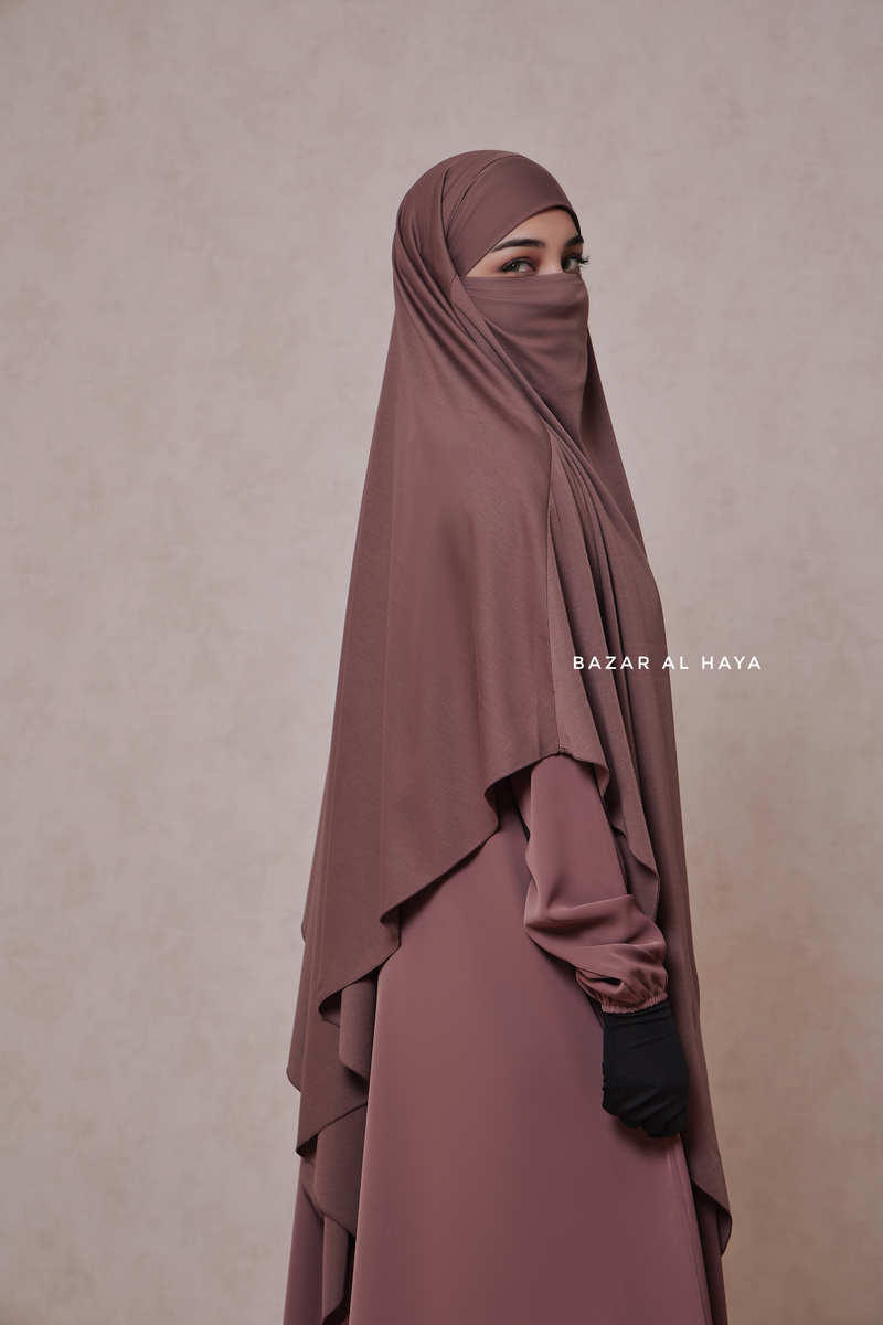 Coffee Eliza Long Triangle Diamond Khimar - Soft Cotton