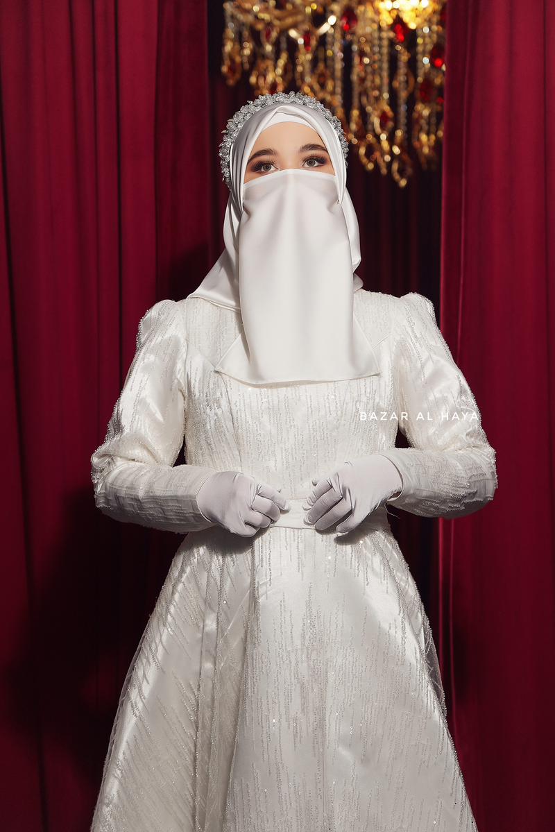 Zoya Minimal Bridal Wedding Dress Silk & Sequinned Lace - Walima & Wedding & Nikkah