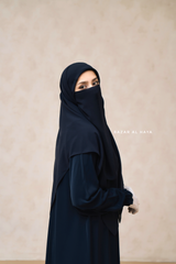 Dark Blue Square Scarf With Half Niqab Set - Super Breathable - Medium