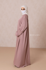 Dusty Rose Madina Abaya - Soft Relaxed Fit - Mediumweight Silk Crepe