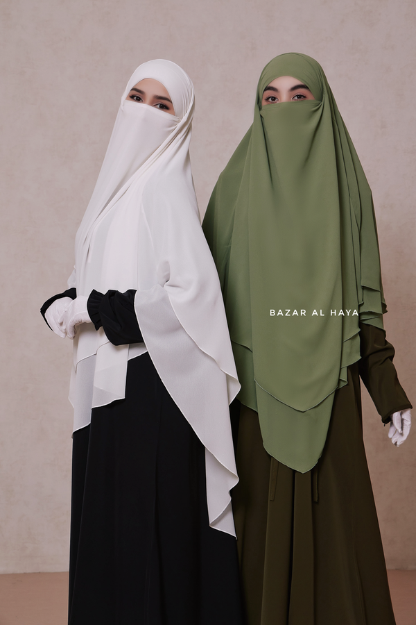 Pari Two Layered Maxi Diamond Khimar - Crepe Chiffon