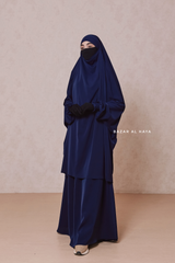 Dark Blue Hoor - Two Piece Jilbab With Skirt - Long & Loose