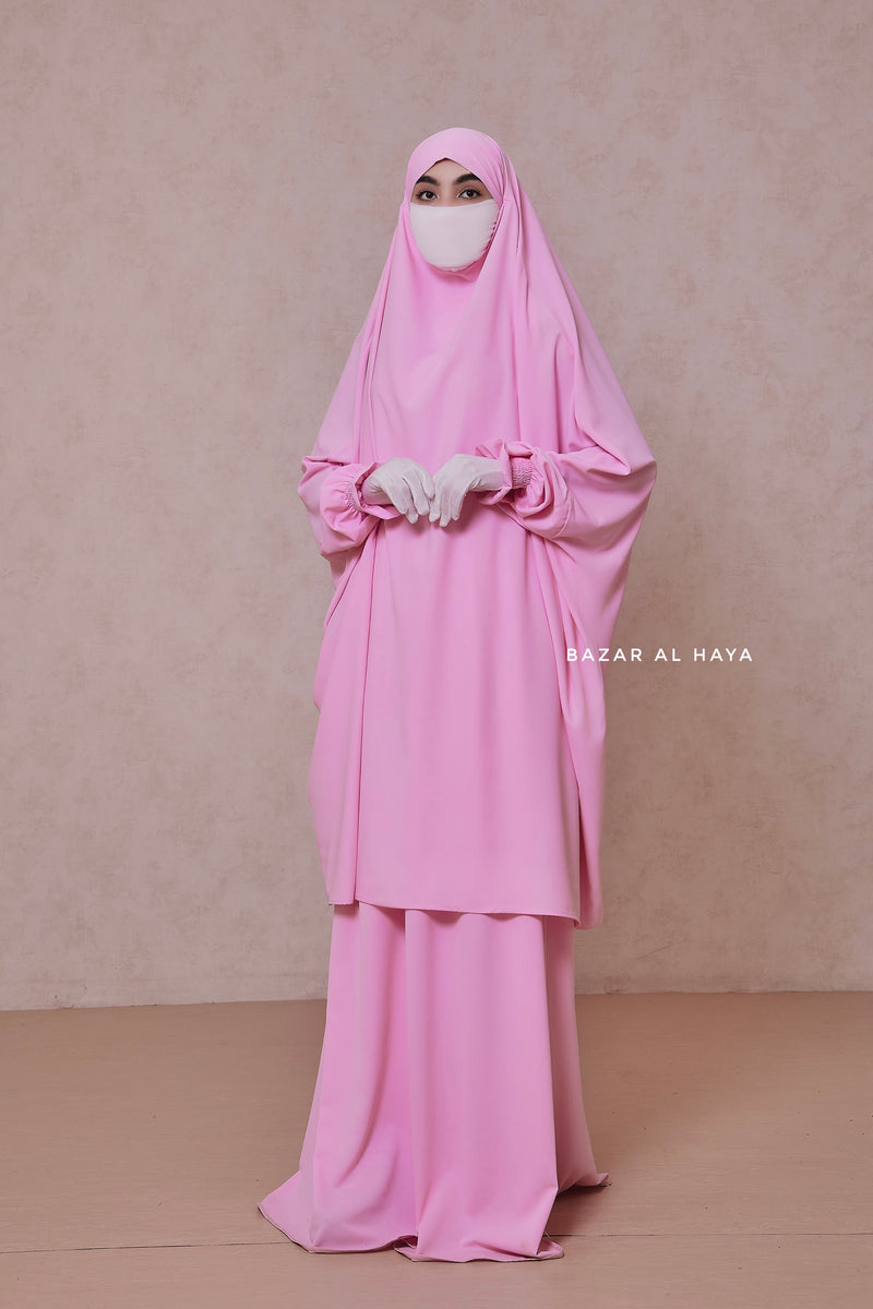 Baby Pink Hoor - Two Piece Jilbab With Skirt- Long & Loose