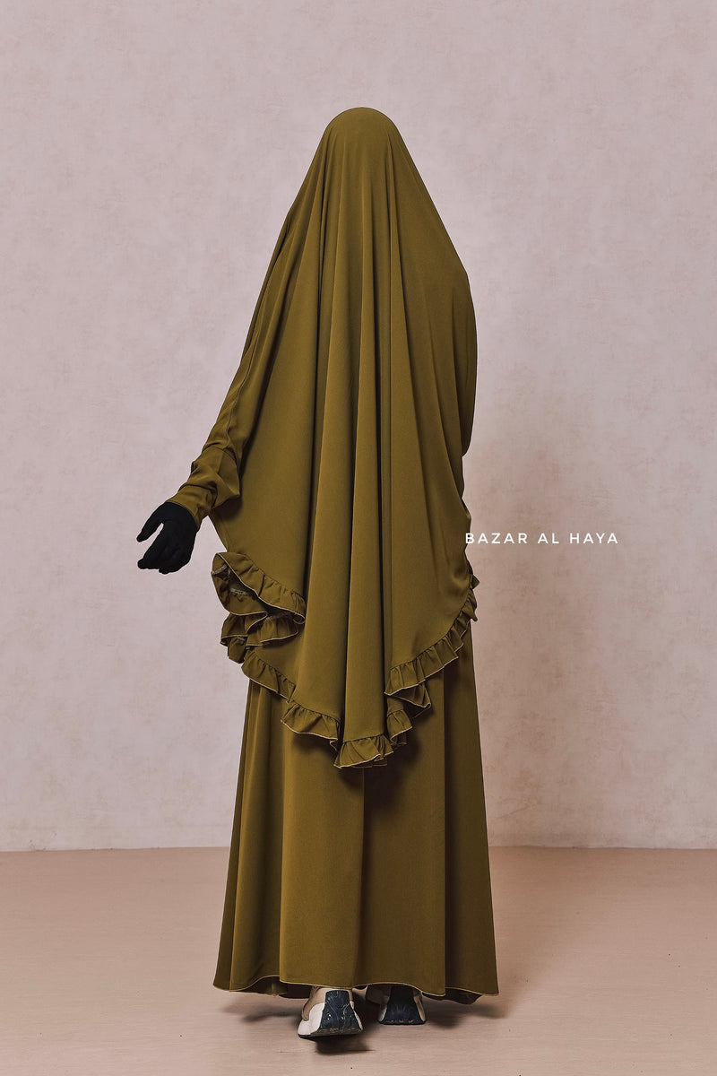 Ibadah Olive Two-piece Jilbab with Skirt, Haj, Umrah & Prayer Set
