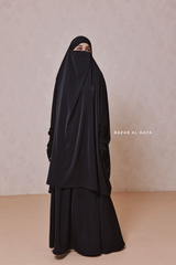 Hoor Two Piece  Black Jilbab With Skirt- Long & Loose