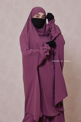 Grape Jahida Two Piece Jilbab With Loose Pants Set - Skirt-Style Shalwar