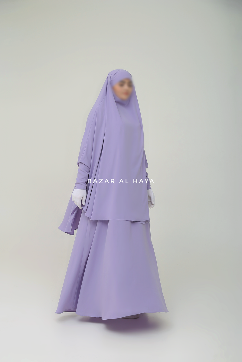 Yasmin Lilac Two Piece Jilbab With Dress & Khimar - Long & Loose Style, Light Soft Breathable Fabric