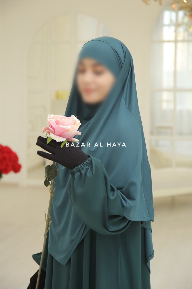 Emerald Cotton Eliza Short Triangle Diamond Khimar - Soft Cotton