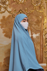 Munawwar Sky Blue Extra Long Triangle Diamond Khimar - Soft Nida