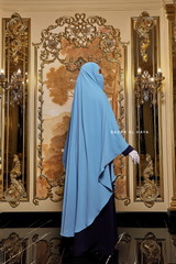 Munawwar Sky Blue Extra Long Triangle Diamond Khimar - Soft Nida