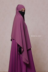 Mauve Tie Back Scarf & Khimar - Long Rectangle Shape - Style & More