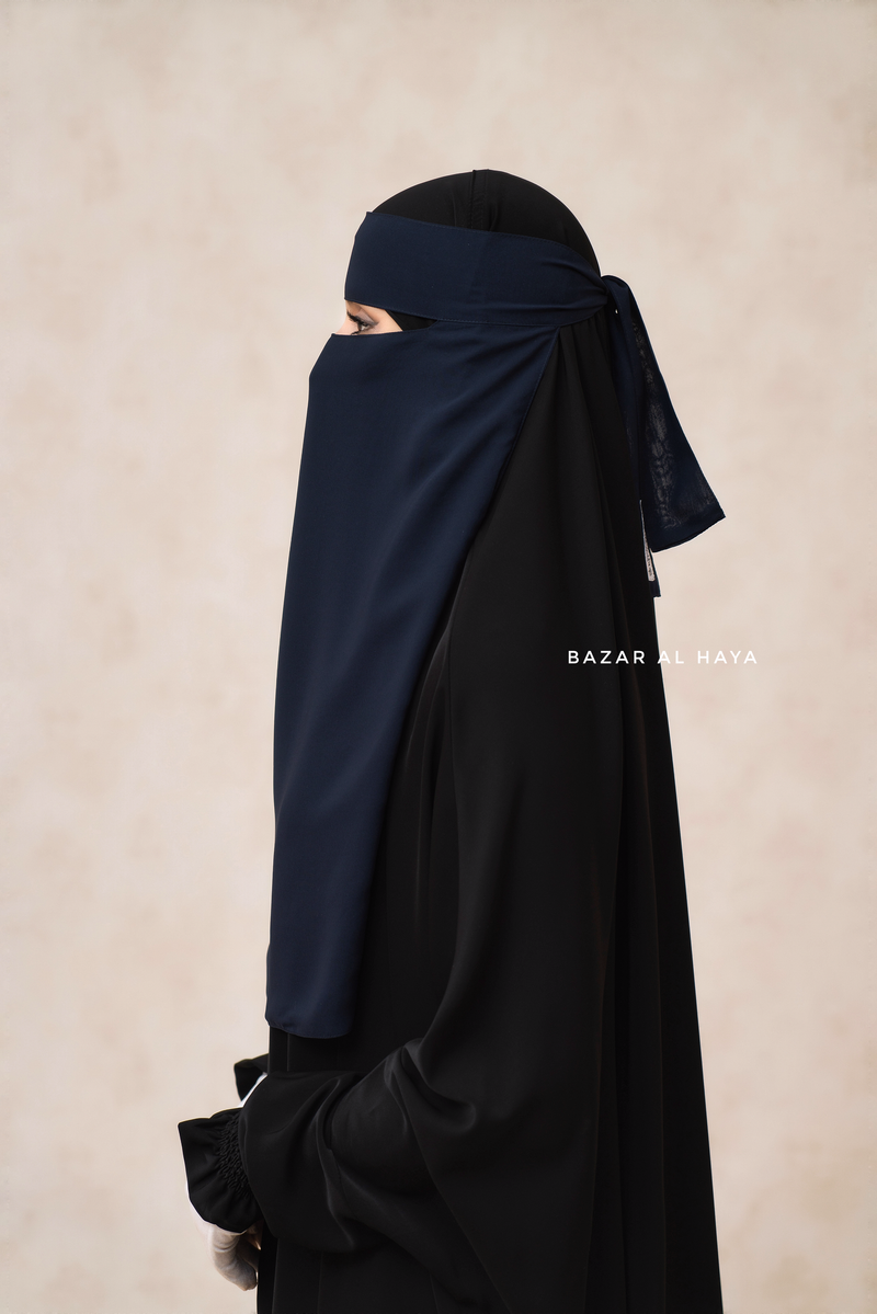 Single Layer Niqab In Dark Blue - Better Breathe