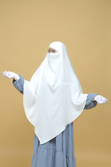 Mubarak Long White Diamond Khimar - Nidha Extra Long