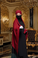 Tie Back Maroon Scarf & Khimar In Long Rectangle Shape - Style & More