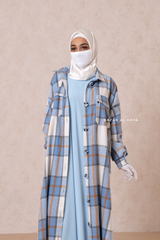 Blue Zada Plaid Shirt Dress In Cotton & Cashmere - Spring/Fall Outfit