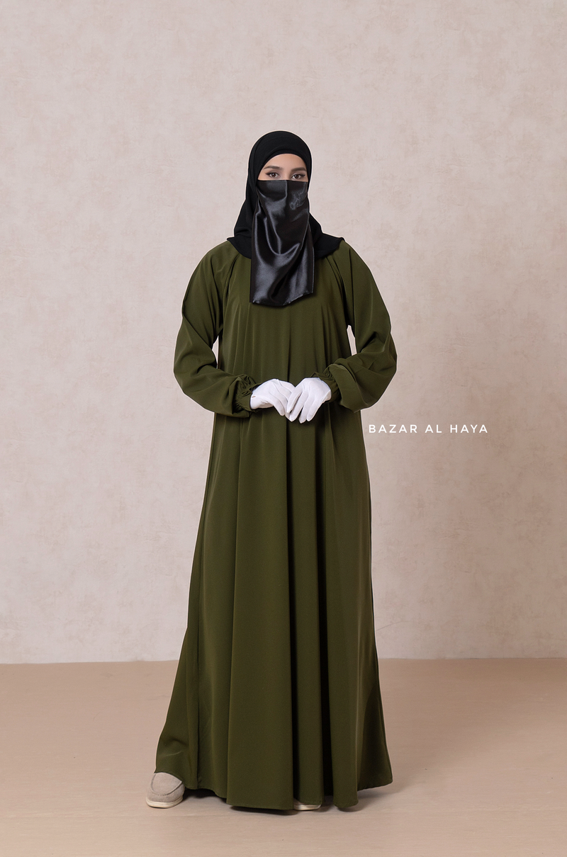 Olive Salam Abaya - Flowy & Relaxed Fit