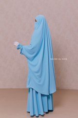 Baby Blue Hoor - Two Piece Jilbab With Skirt- Long & Loose