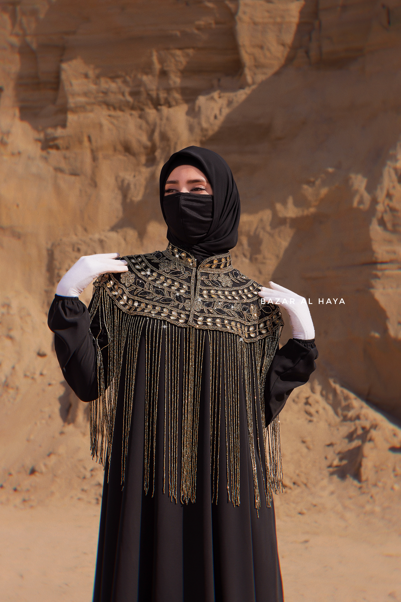 Gold Black Bisser Collar Cape Costume Jewelry Poncho Bazar