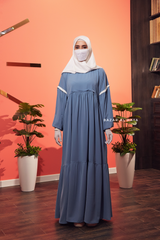 Sky Blue Mubina Tiered Abaya Dress - Loose & Wide In Nidha