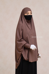 Coffee Cotton Abida Khimar With Sleeves - Soft Cotton