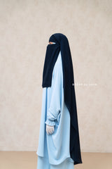 Dark Blue Two Layer Niqab - Long & Wide - Super Breathable Veil