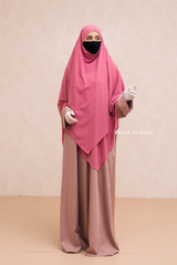 Pink Pari Two Layered Maxi Diamond Khimar - Crepe Chiffon