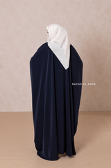 Navy Faraasha Butterfly Wide Abaya - Silk Crepe