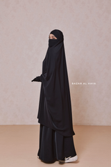 Hoor Two Piece  Black Jilbab With Skirt- Long & Loose