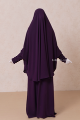 Yasmin Purple Two Piece Jilbab With Dress & Khimar - Loose Style & Light Soft Breathable