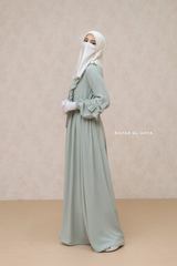 Afsah Mint Ruffle Lightweight Summer Spring Abaya Dress - Soft Breathable Crepe Cotton