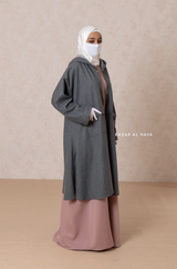 Grey Kinza Warm Hooded Poncho Overcoat - Comfy Oversized- Premium Wool