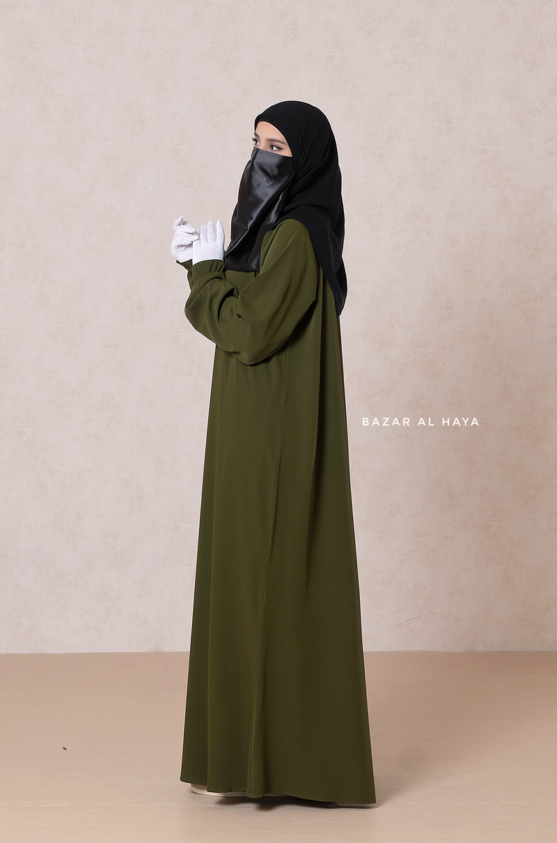 Olive Salam Abaya - Flowy & Relaxed Fit