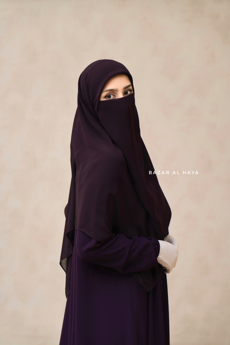 Purple Single Half Niqab - Super Breathable Veil