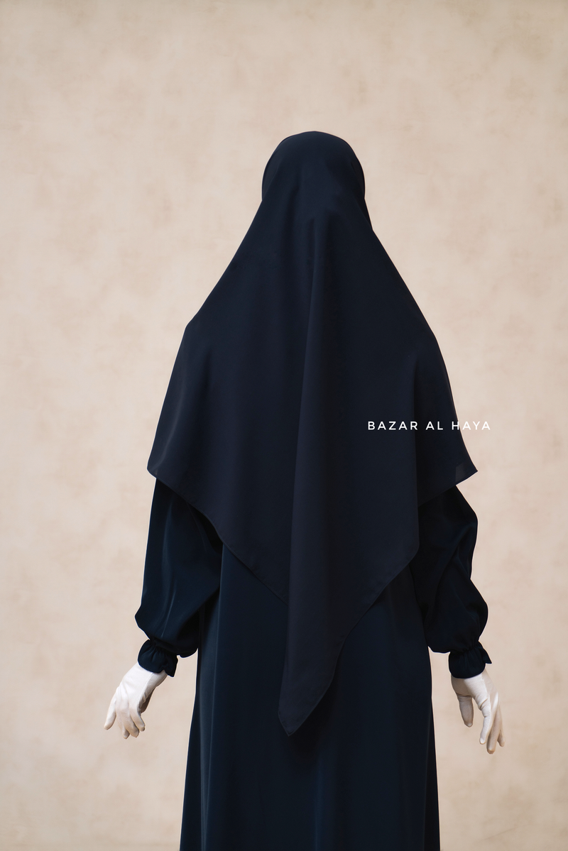 Dark Blue Square Scarf With Half Niqab Set - Super Breathable - Quality